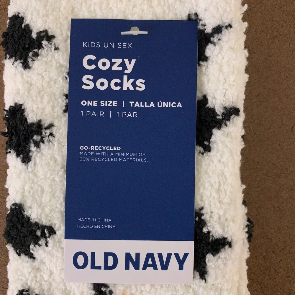 Old Navy Kids One Size Halloween Black Cat Graphic Cozy Socks 1 Pair NWT